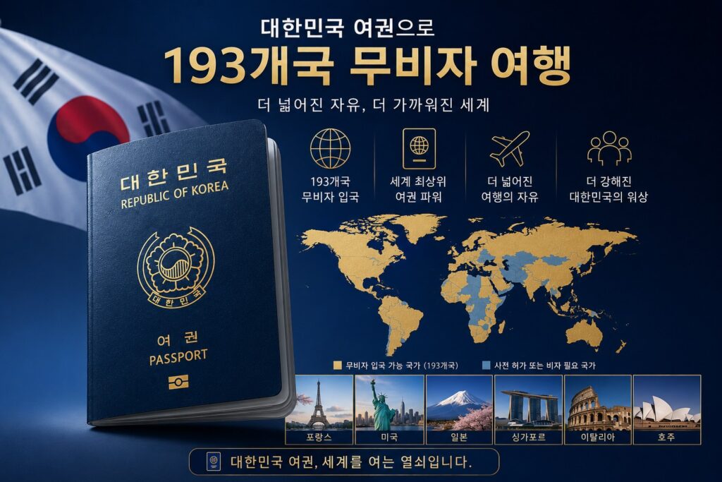 대한민국 여권 무비자 체류 가능 일수