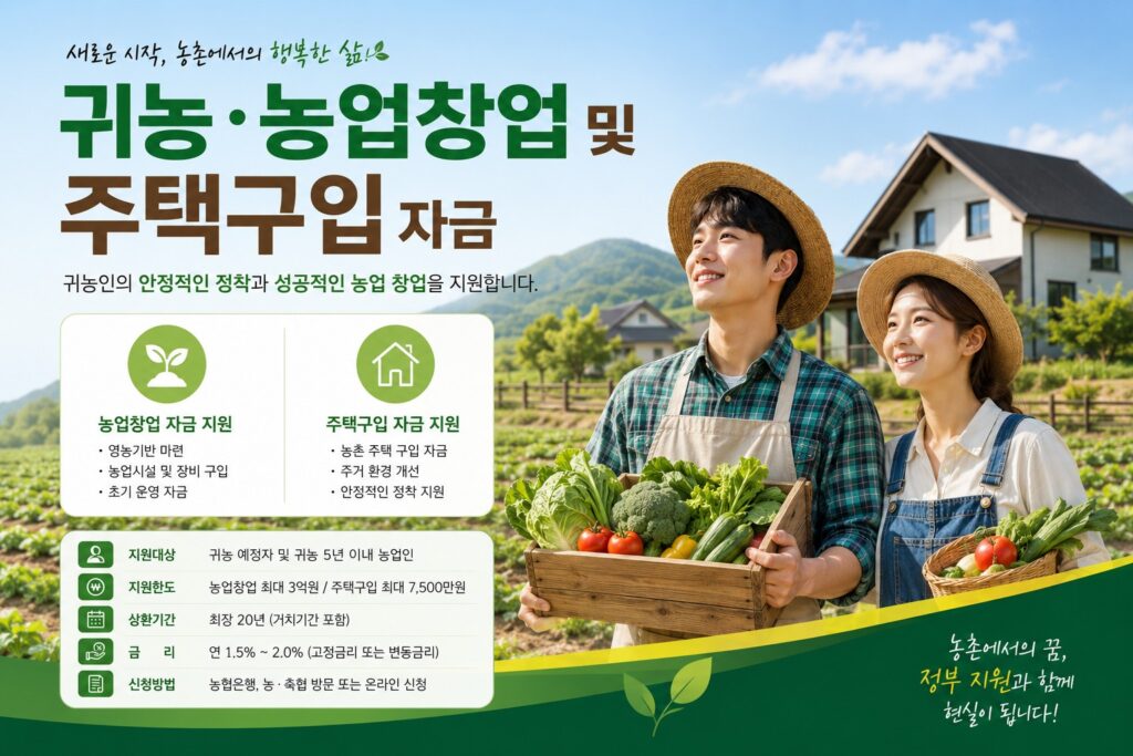 2026 귀농 농업창업 및 주택구입 자금